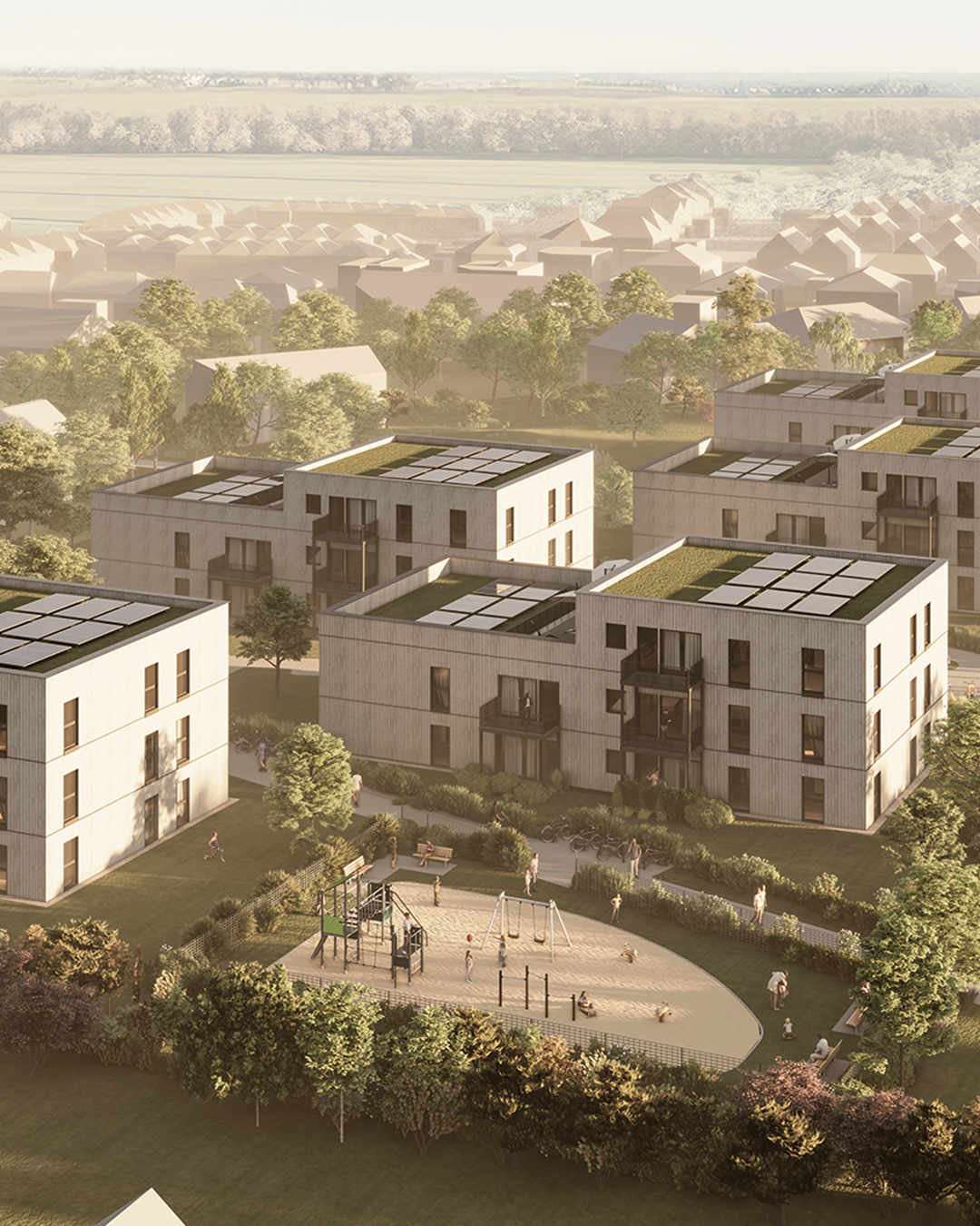 Visualisierung eines Bauvorhabens. Eine Referenz von Holzbau Henz.